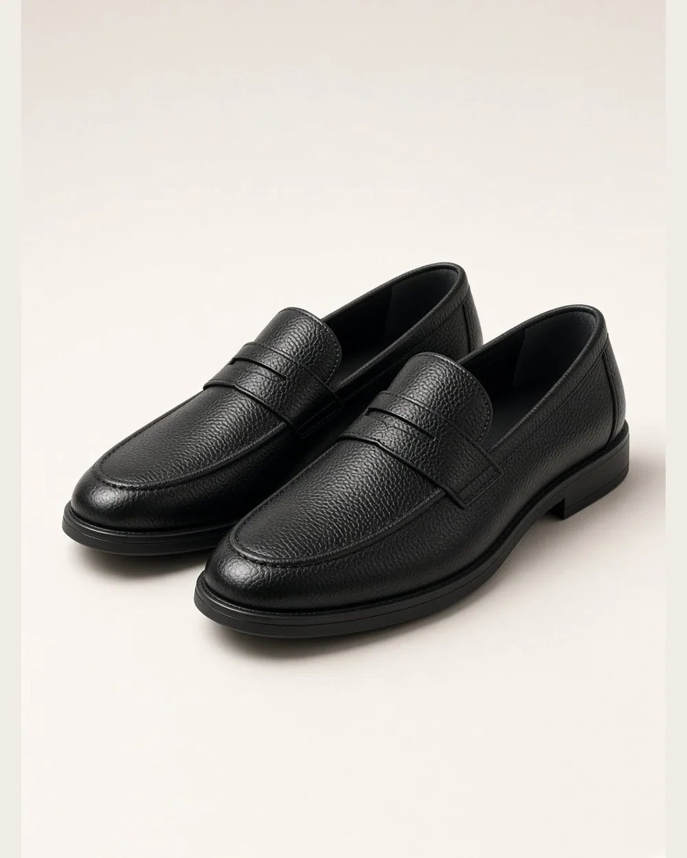 Brown leather penny loafers